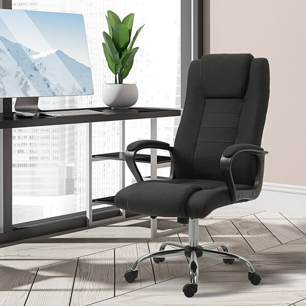 Vinsetto Scaun de Birou Ergonomic, Basculant și Captusit cu Înălțime Reglabilă, 62x76x110-119 cm, Negru | Aosom Romania