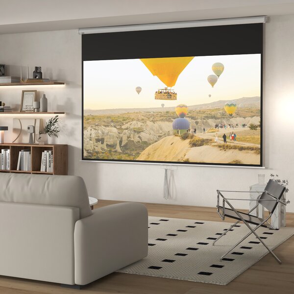 HOMCOM Ecran Proiector, Pânză pentru Proiector cu Fixare pe Perete și Tavan pentru Acasă și Birou, 236.8x8x158 cm, Alb | Aosom Romania