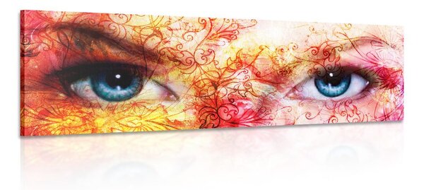 Tablou ochi albaștri cu elemente abstracte