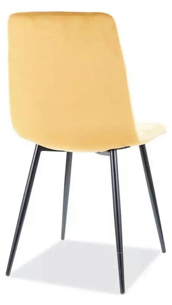 Scaun tapitat MILA, galben/negru, stofa catifelata/metal, 45x41x86 cm