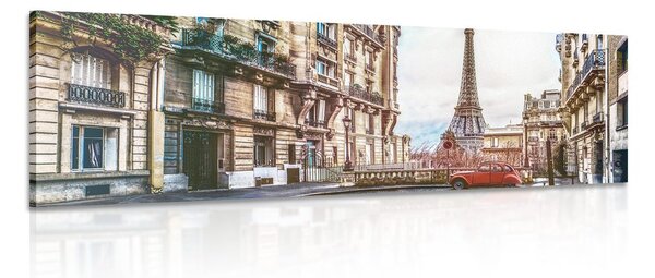 Tablou vedere a turnului Eiffel dintr-o străduță a Parisului