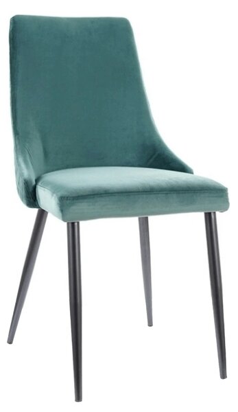 Scaun tapitat PIANO B, verde/negru, stofa catifelata/metal, 47x44x93 c