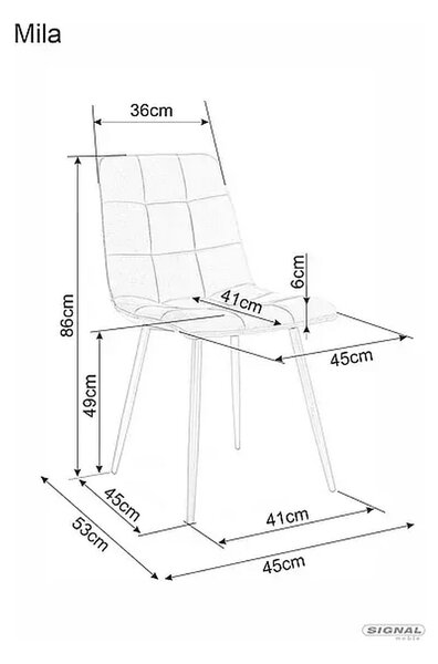 Scaun tapitat MILA, bej/negru, stofa catifelata/metal, 45x41x86 cm