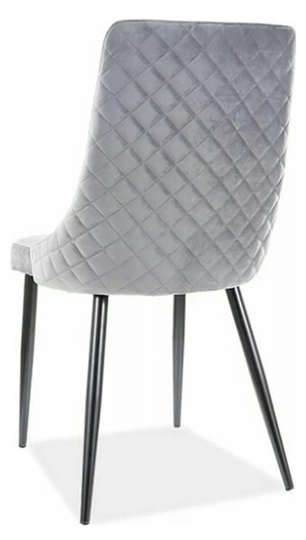 Scaun tapitat PIANO B, gri/negru, stofa catifelata/metal, 47x44x93 cm