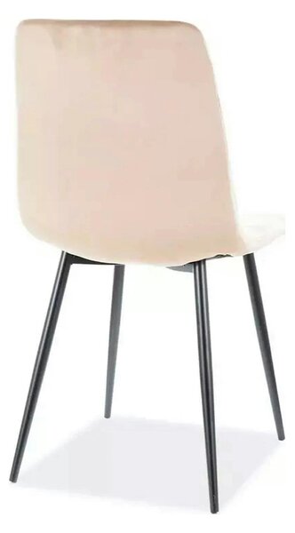 Scaun tapitat MILA, bej/negru, stofa catifelata/metal, 45x41x86 cm