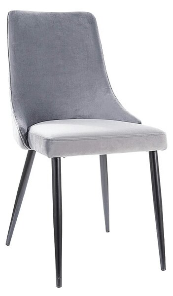 Scaun tapitat PIANO B, gri/negru, stofa catifelata/metal, 47x44x93 cm