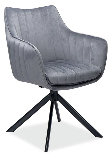 Scaun living rotativ AZALIA, gri inchis/negru, stofa catifelata/metal