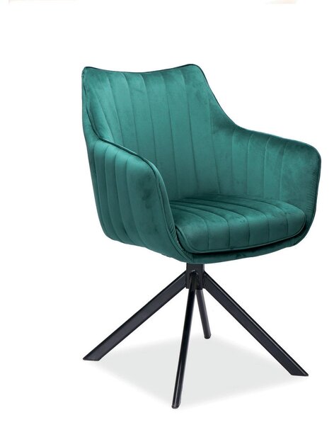 Scaun living rotativ AZALIA, verde/negru, stofa catifelata/metal, 61x4