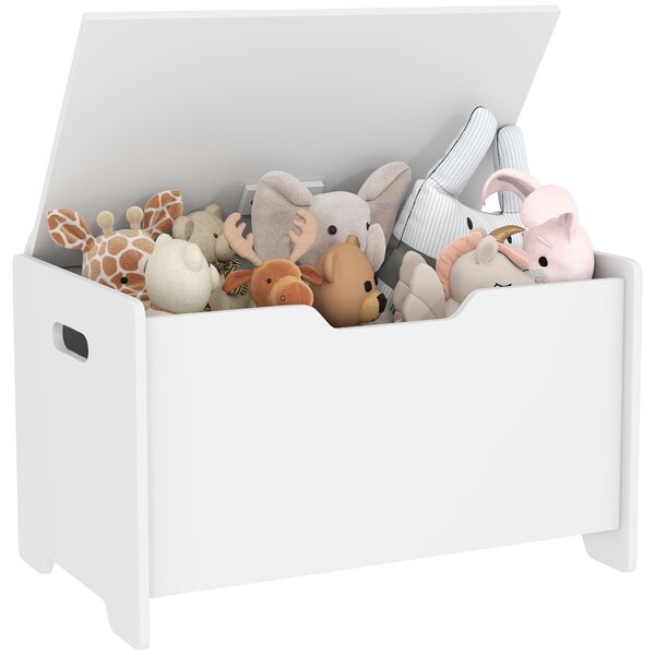 AIYAPLAY Cutie pentru jucării din lemn în formă de urs cu capacitatea de 20 kg, 60x38x48 cm, alb | Aosom Romania