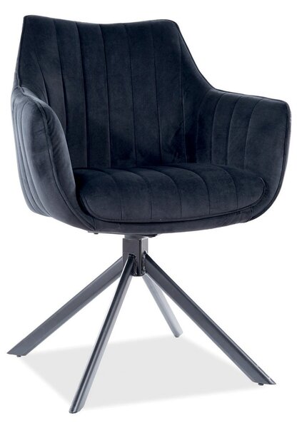 Scaun living rotativ AZALIA, negru, stofa catifelata/metal, 61x44x86 c