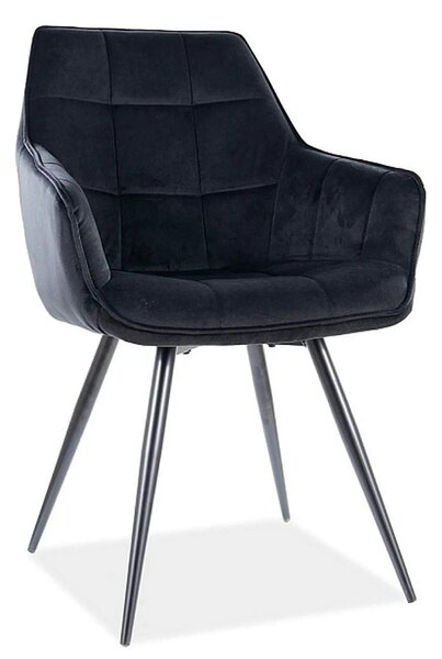 Scaun Lilia, negru, stofa catifelata/metal, 59x45x90 cm