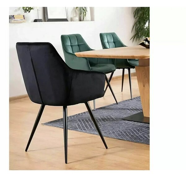 Scaun Lilia, negru, stofa catifelata/metal, 59x45x90 cm