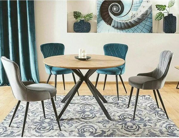 Scaun Lotus, gri/negru, stofa catifelata/metal, 52x45x91 cm