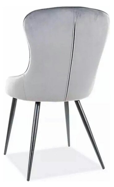 Scaun Lotus, gri/negru, stofa catifelata/metal, 52x45x91 cm