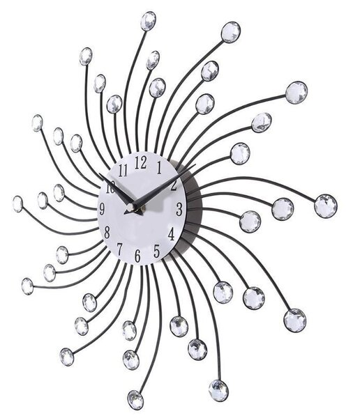 Ceas de perete cu cristale, mecanism Quartz, 50 cm, cifre arabe, otel