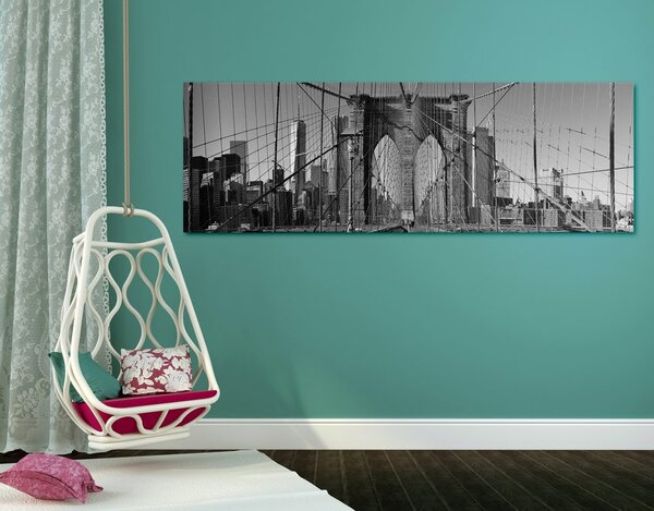 Tablou podul Manhattan în New York alb-negru