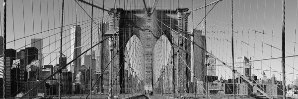 Tablou podul Manhattan în New York alb-negru
