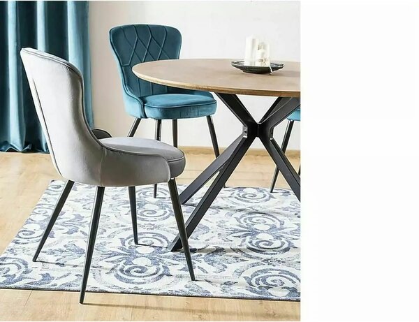 Scaun Lotus, gri/negru, stofa catifelata/metal, 52x45x91 cm
