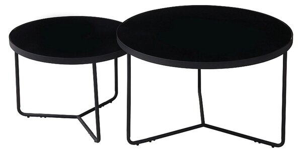 Set 2 masute ITALIA, negru, sticla securizata/metal