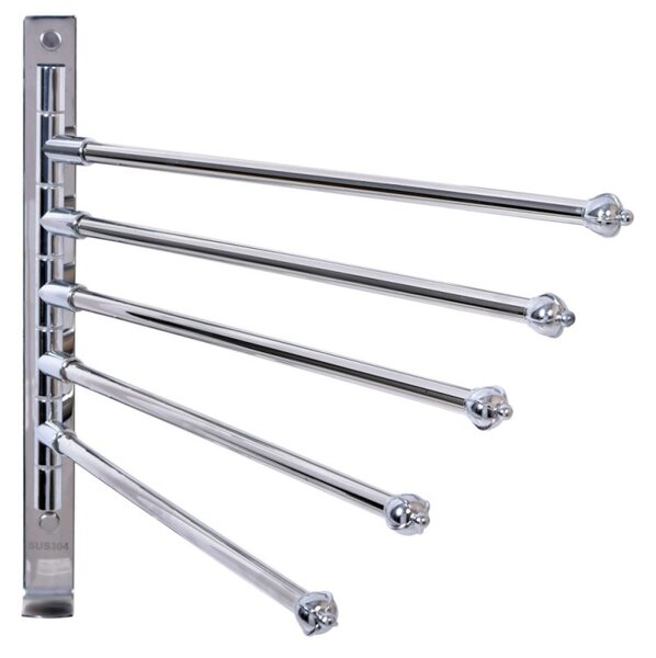 Suport vertical prosoape, 5 brate rotative, otel, carlig, accesorii montare