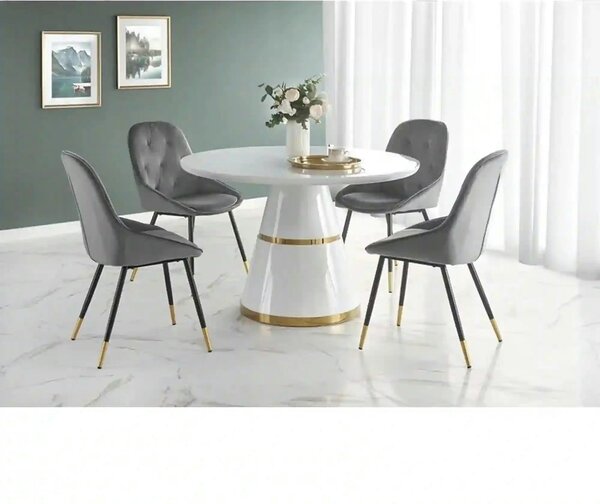 Masa rotunda 120 VEGAS, alb/auriu, MDF/metal