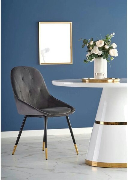 Masa rotunda 120 VEGAS, alb/auriu, MDF/metal