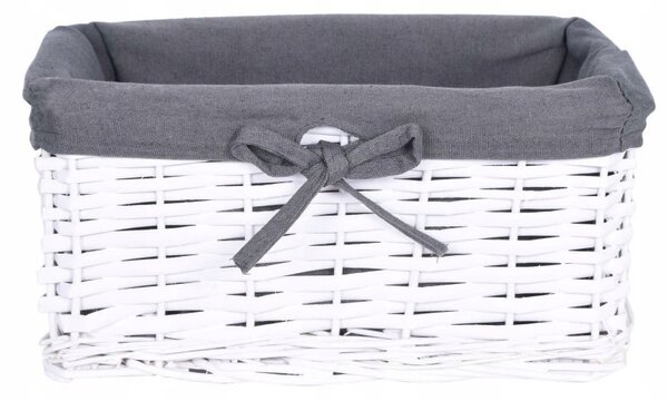 Cos de rachita elegant, interior captuseala in, 30x20x15cm, alb-gri