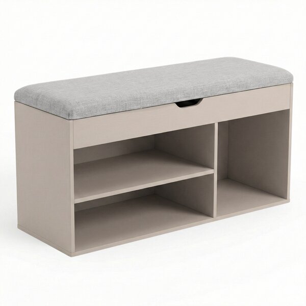 Dulap pentru pantofi cu loc de șezut TRIA, 80 x 43 x 30 cm, gri deschis