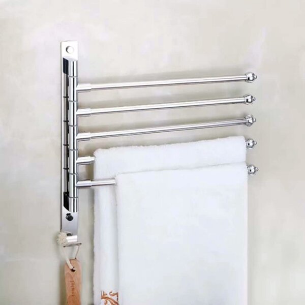 Suport vertical prosoape, 5 brate rotative, otel, carlig, accesorii montare