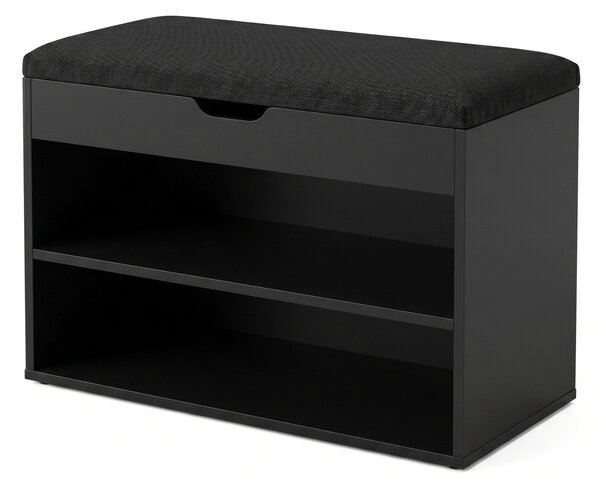 Dulap pentru pantofi cu loc de șezut LEVA, 60 x 30 x 47 cm, negru