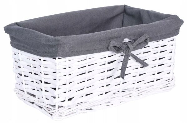 Cos de rachita elegant, interior captuseala in, 30x20x15cm, alb-gri