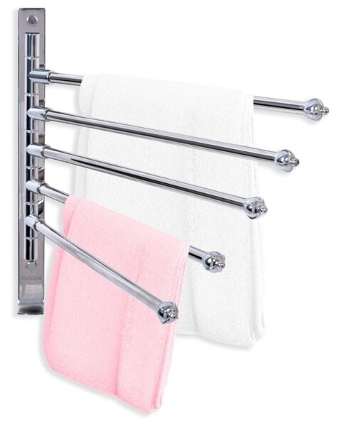 Suport vertical prosoape, 5 brate rotative, otel, carlig, accesorii montare