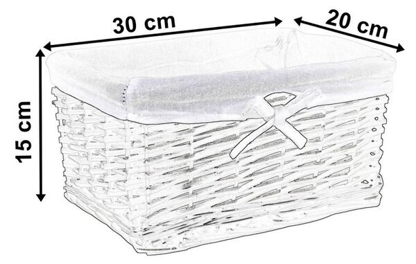 Cos de rachita elegant, interior captuseala in, 30x20x15cm, alb-gri