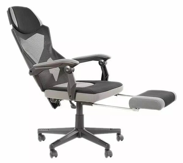 Scaun de birou Q-939, negru/gri, stofa/metal, 56x48x108/120 cm