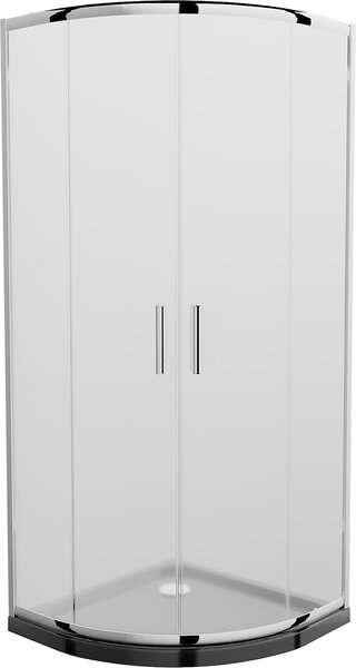 Mexen Rio, duș sfert de cerc cu ușă glisantă 70 x 70 cm, sticlă mată 6 mm, profil crom + cadă de duș neagră, 863-070-070-01-30-4170