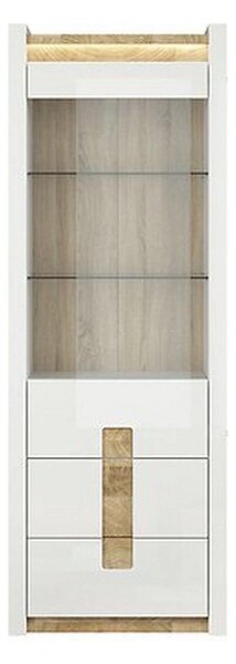Vitrina ALAMEDA, alb/stejar deschis, PAL laminat, 72x42x202 cm
