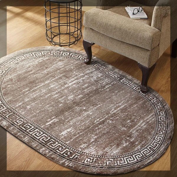Covor Sufragerie Dormitor, Model Mira 24001 121, Oval, Bej 60x110