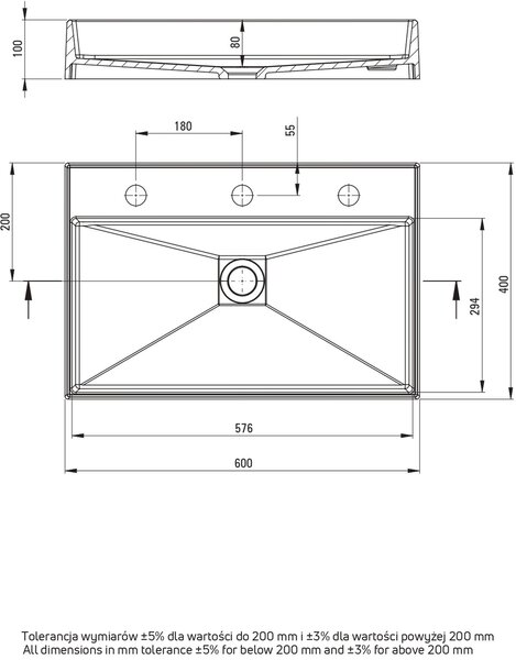 Deante Correo lavoar 60x40 cm dreptunghiular de blat alb CQR_AU6S