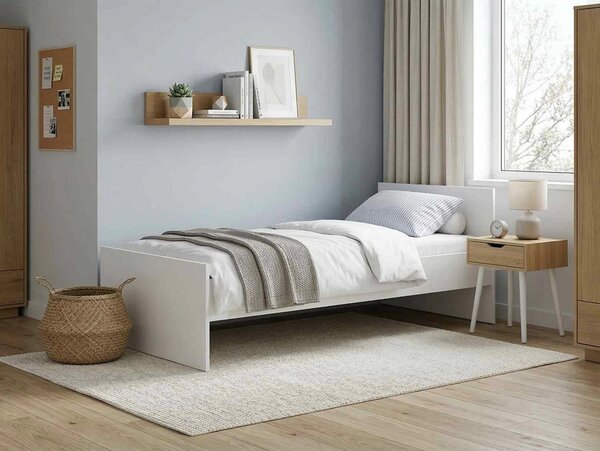 Cadru pat NEPO PLUS 90x200, alb, PAL laminat/metal