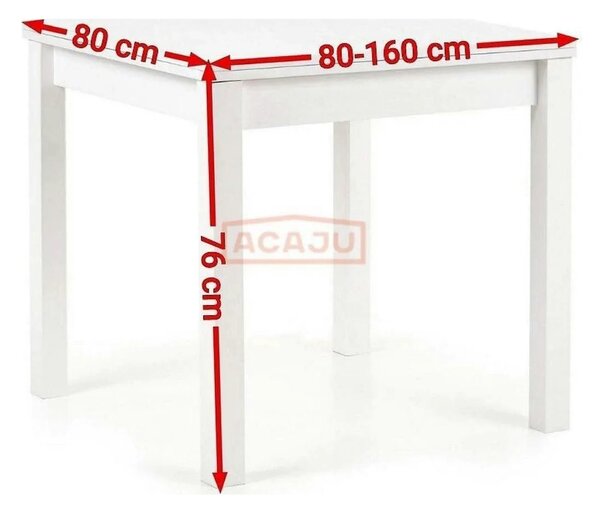 Masa extensibila GRACJAN, alb, PAL, 80/160x80x76 cm