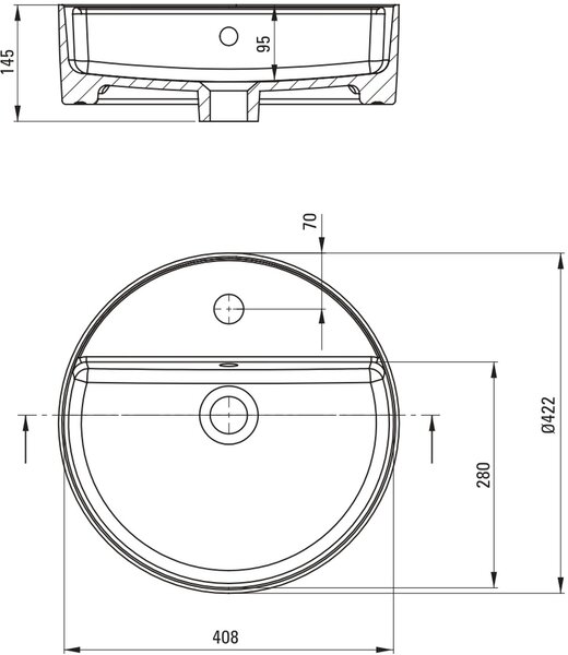 Deante Round lavoar 42x42 cm rotund de blat alb luciu CGR_6U4B