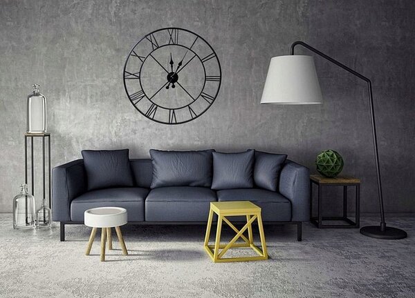 Ceas de perete in stil retro, metal, diametru 80 cm
