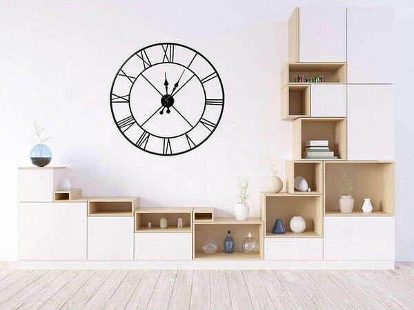 Ceas de perete in stil retro, metal, diametru 80 cm