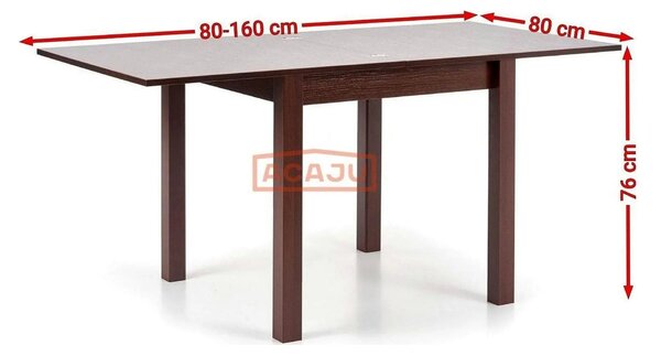 Masuta extensibila GRACJAN, nuc, PAL, 80/160x80x76 cm