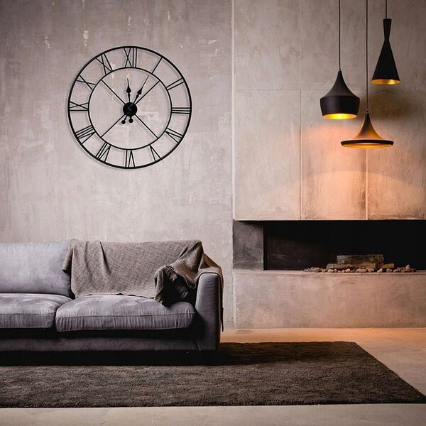 Ceas de perete in stil retro, metal, diametru 80 cm
