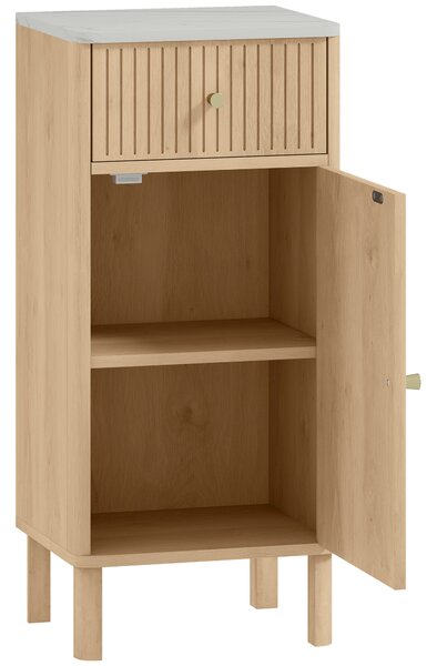 Dulap de baie HOMCOM slim cu sertar și ușă, pentru sufragerie, salon, living, bucătărie, 36 x 30 x 80 cm, stejar | Aosom Romania