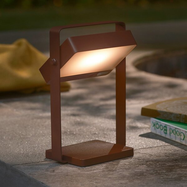 Nordlux Lampa de masă solară cu LED Saulio, maro, IP44, aluminiu, USB, baterie, reglabil, Maro / Rugină, Aluminiu, Modern