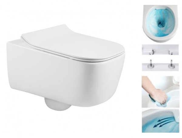 Mexen STELLA, WC montat pe perete + scaun, 51 x 35 cm, alb, 3368XX00+39080100