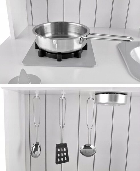 Bucatarie pentru copii, MDF, lampa LED, cuptor, aragaz, chiuveta, ustensile gatit, 93x43.5x28.5 cm