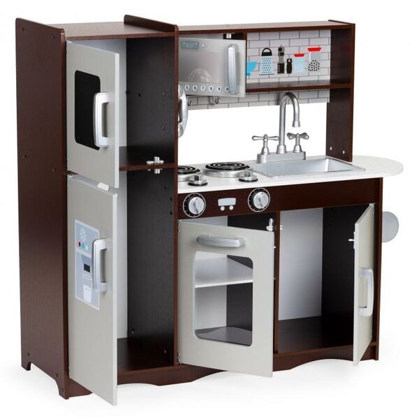Bucatarie pentru copii, utilata cu frigider, chiuveta, aragaz, cuptor cu microunde, telefon, 83x30x95 cm, MDF
